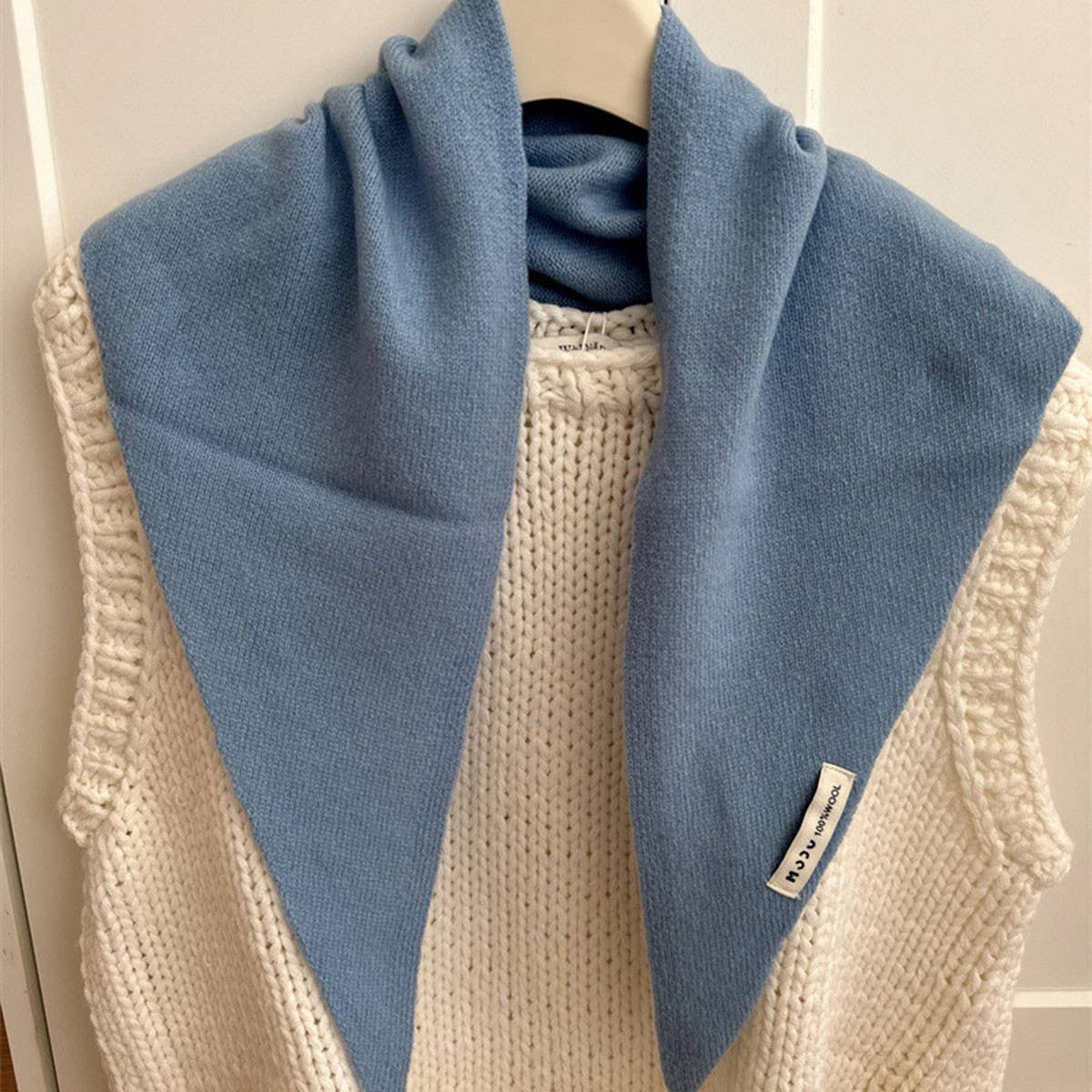 Wool Knit Triangle Scarf