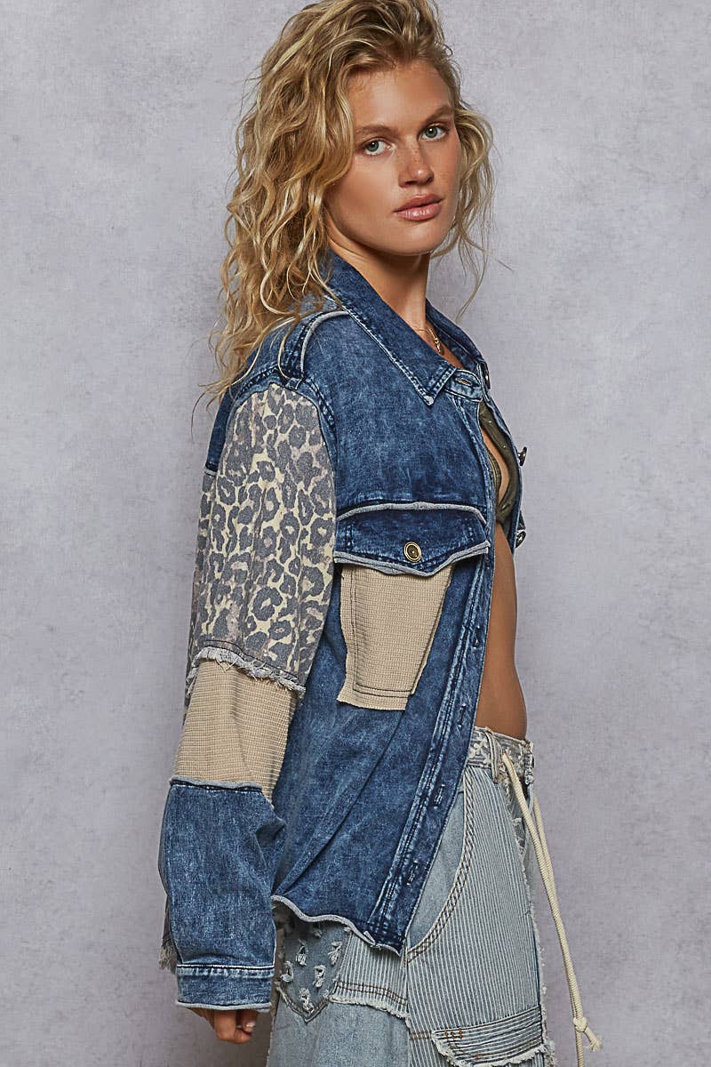 Long sleeve Contrast Animal Print jacket