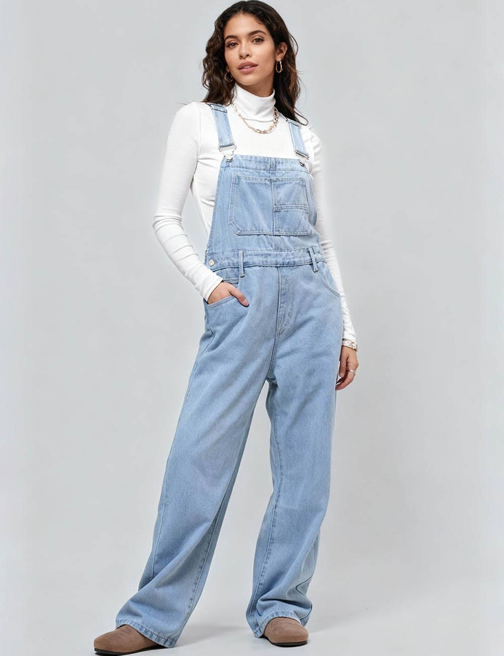 Loose Fit Denim Overalls