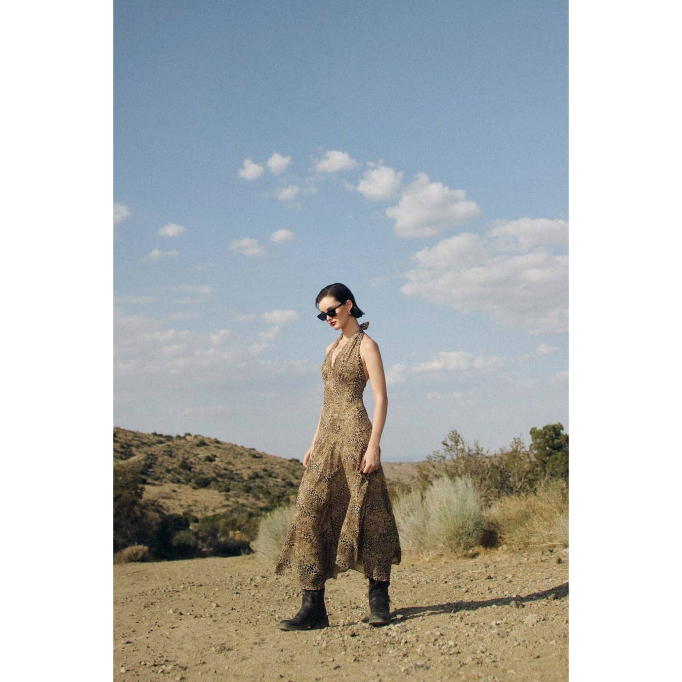 Animal Drop Waist Halter Neck Dress