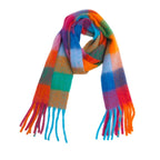 Rainbow Plaid Fuzzy Scarf