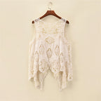 Sleeveless Hollow Jacquard Lace Cardigan