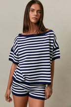 Striped Short Sleeve Sweater