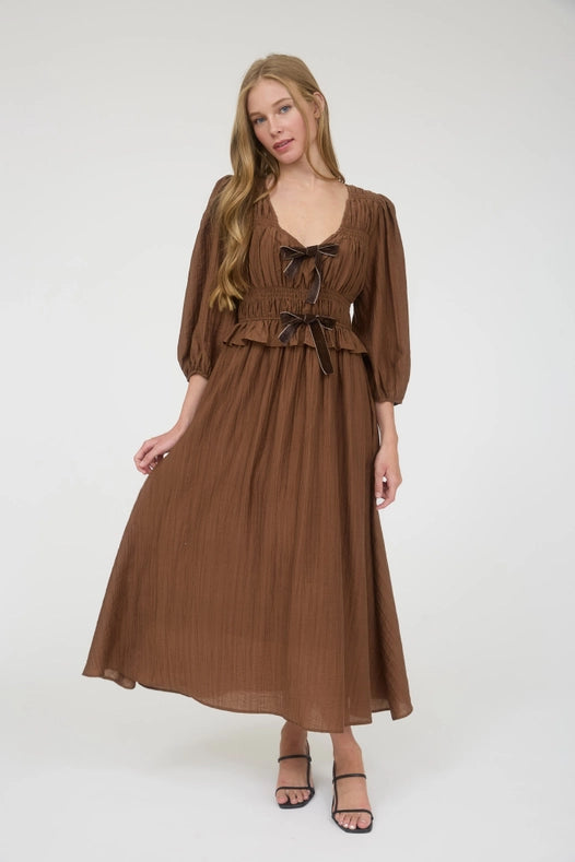 Double Bow Gathered Dress