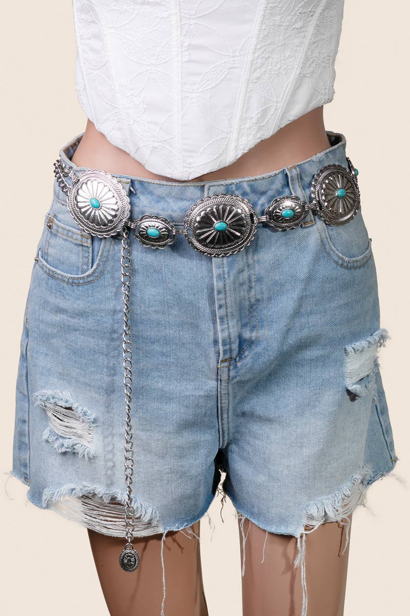 Flower Concho Disc Chain Belt