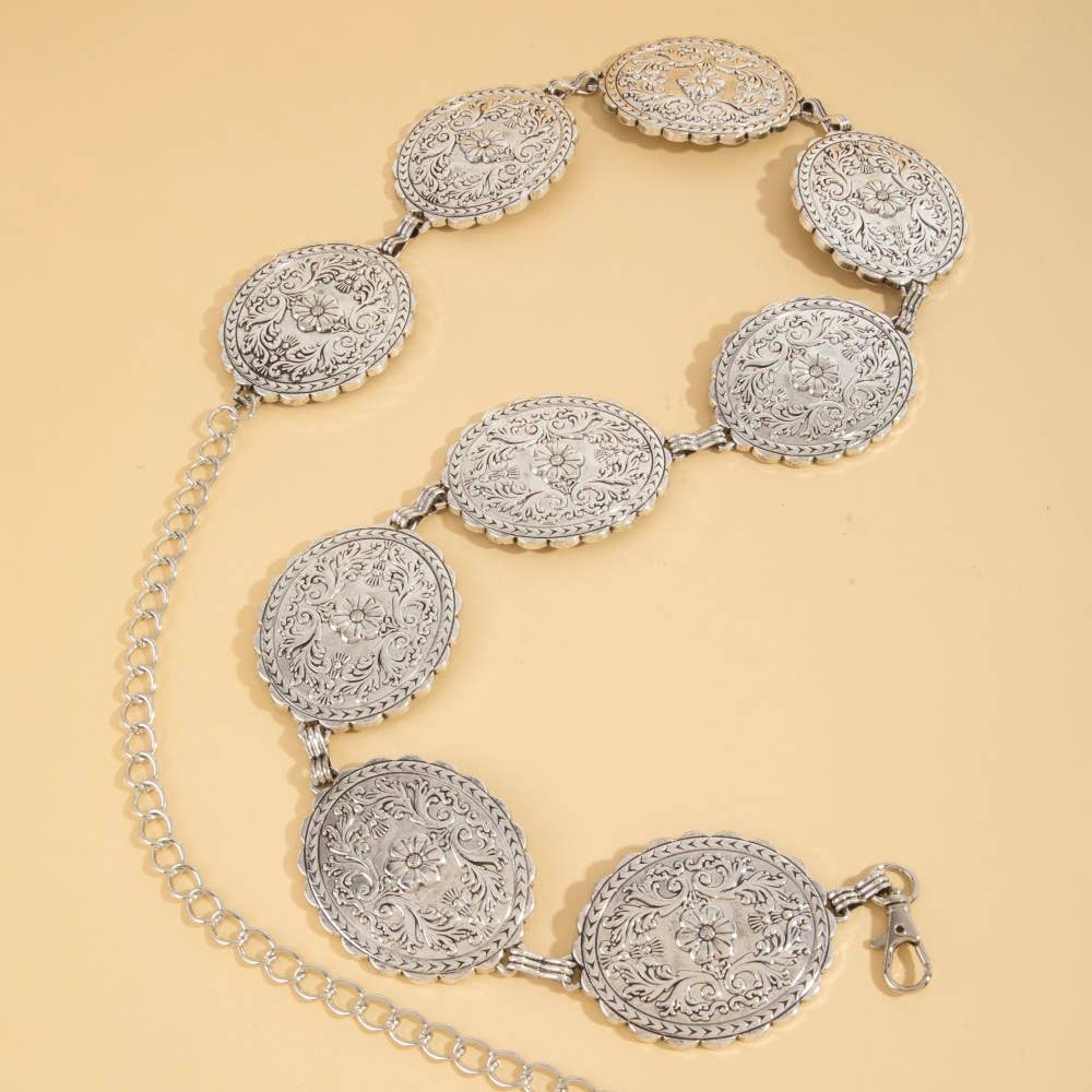 Floral Concho Western Chain Belt