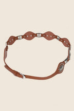 Faux Leather Oval And Concho Chain Belt