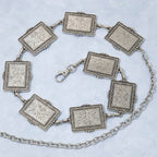 Floral Rectangle Concho Link Chain Belt