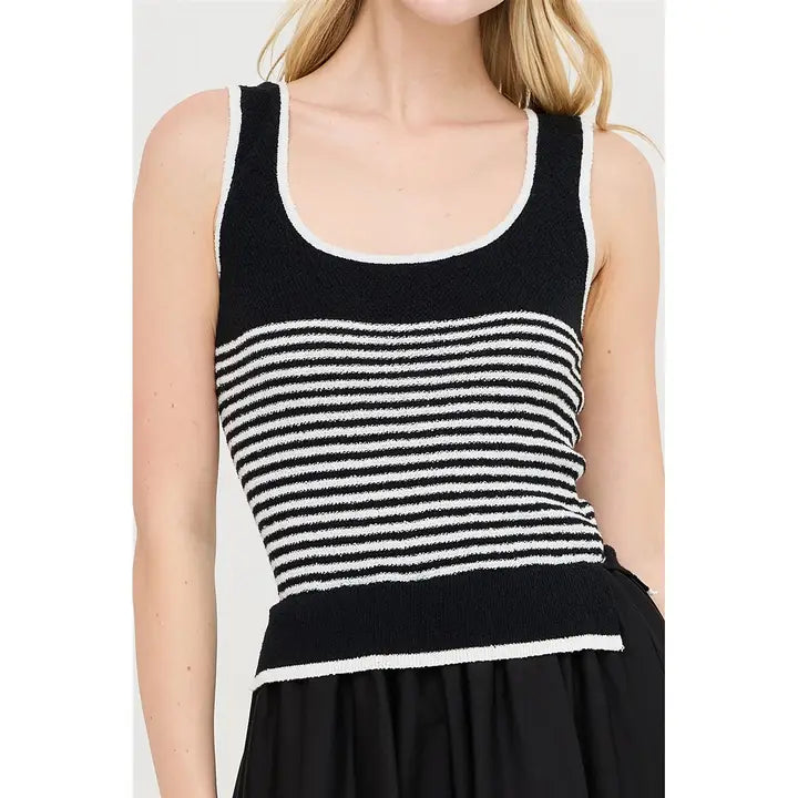 Striped Knit Scoop Neck Dress