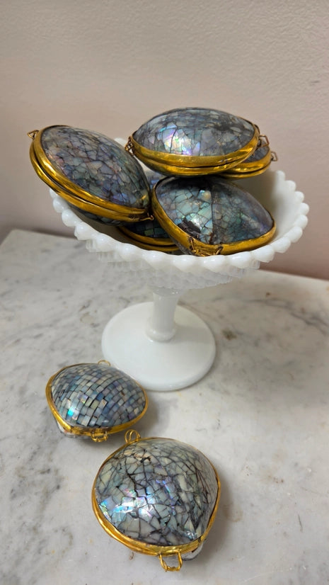 Polished Blue Crackle Shell Trinket Pill Box