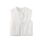 Embroidered Lace Sleeveless Tie-Up Top