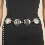 Western Concho Engraved Discs Chain Belt