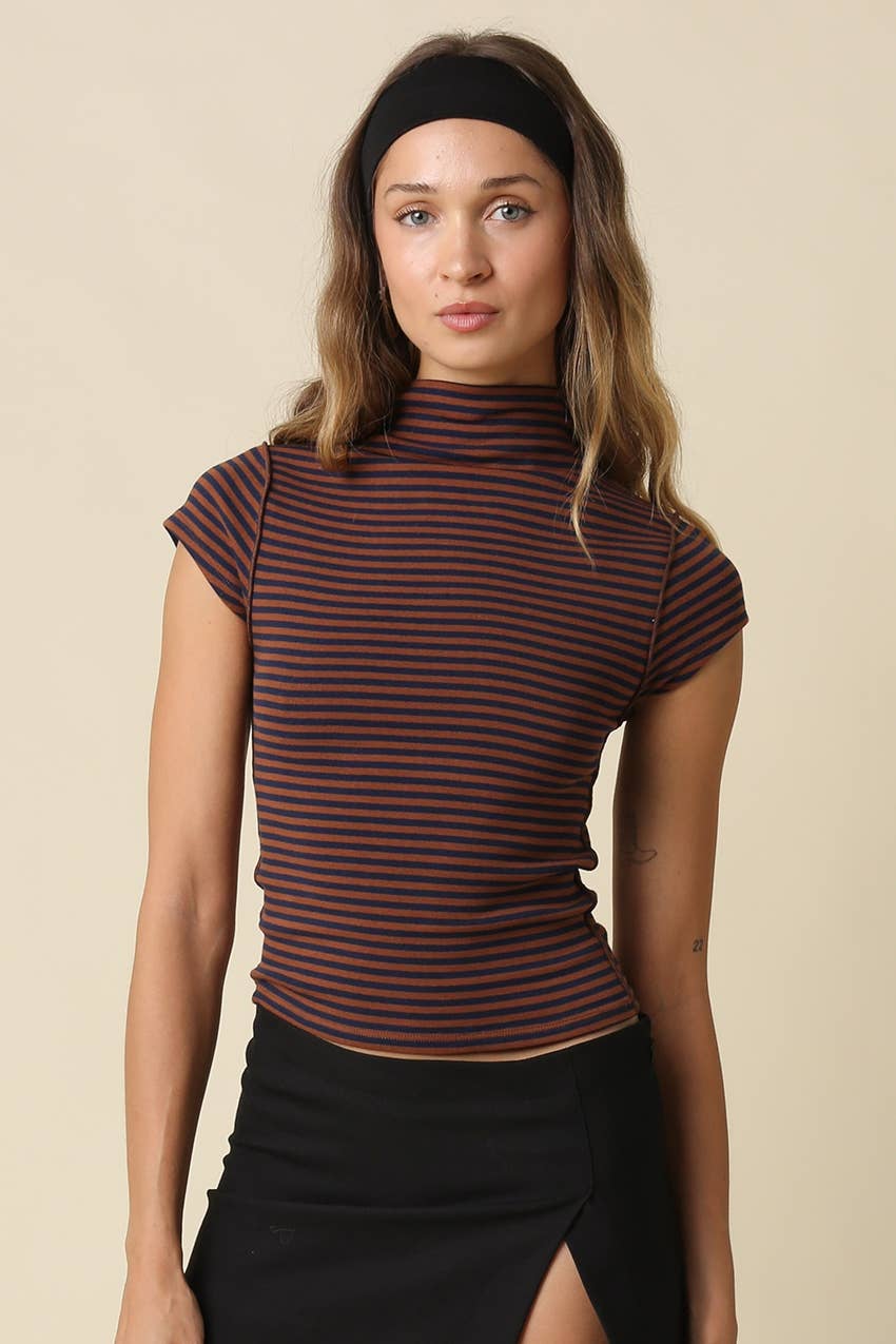Mila Stripe Mock Neck Top