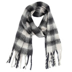 Chunky Plaid Scarf with Fringe