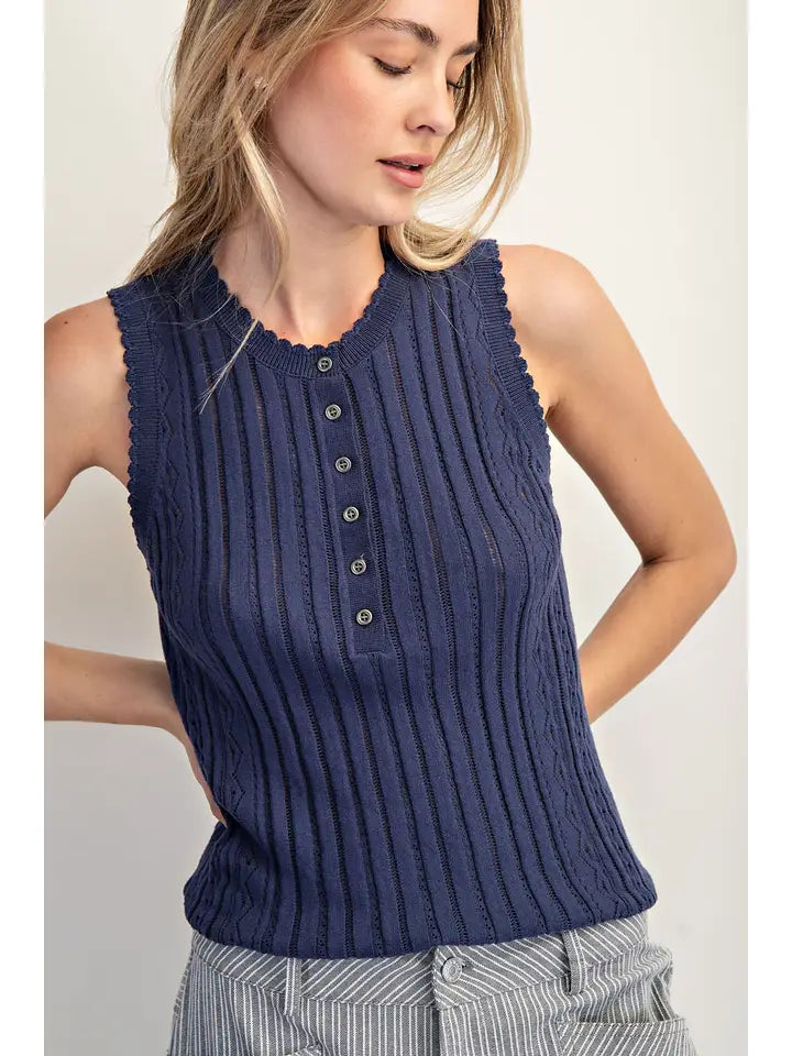 Pointelle Sweater Tank Top