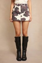 COW PRINT MINI SKIRT