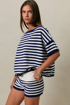 Striped Short Sleeve Sweater