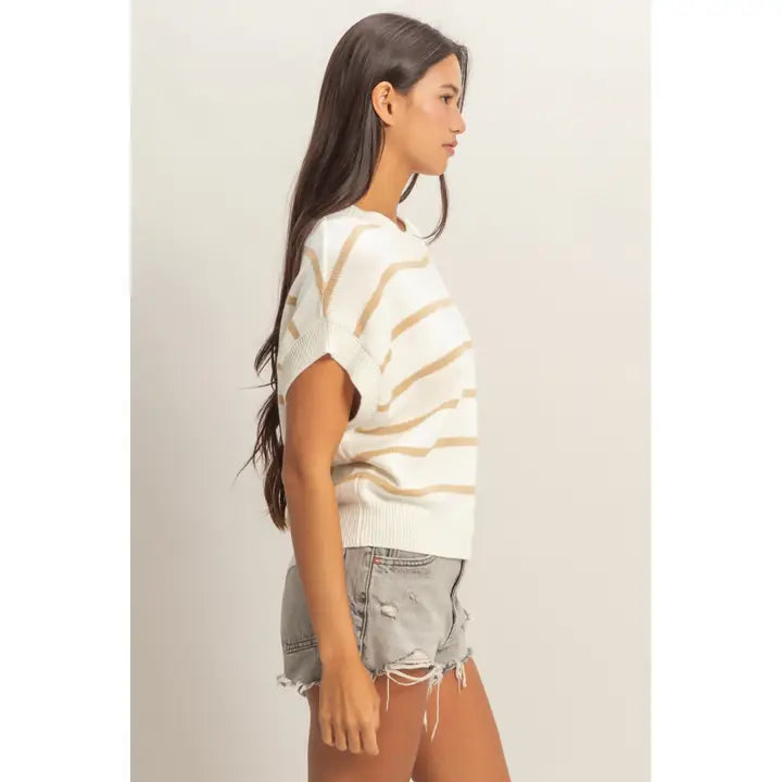 Striped Crew Neck Knit Top