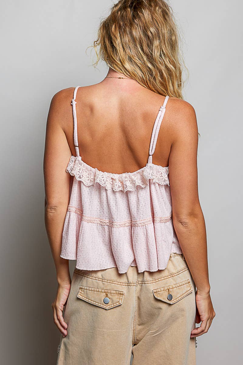 Romantic Lace Ruffle Tiered Cami Top