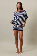 Striped Short Sleeve Sweater