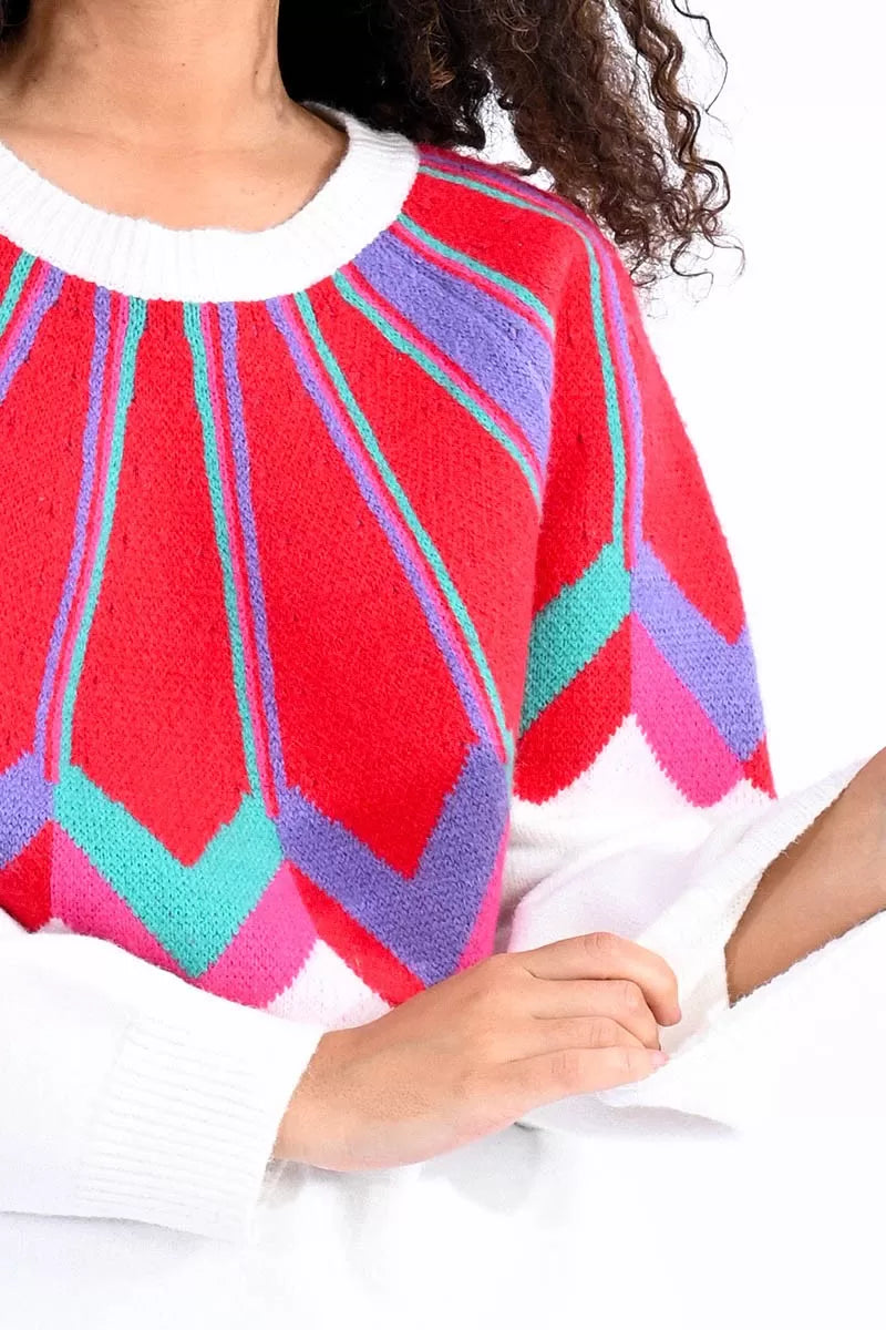 Diamond Pattern Yoke Sweater