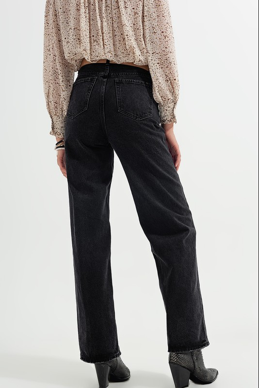 High Rise Washed Black Jeans